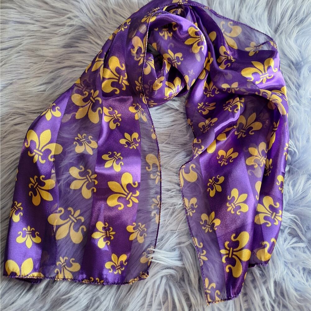 Purple and Gold Fleur de Lis Scarf